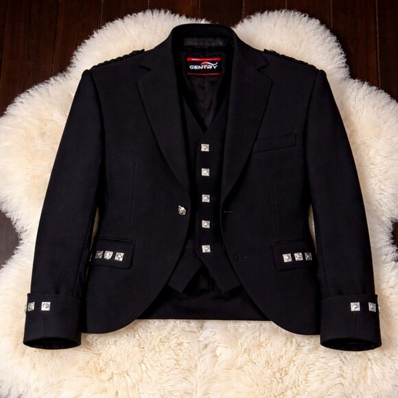 Gentry Choice® Other - Black Argyle Jacket & Vest Scottish Kilt Outfit Formal Highland Wear
